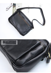 Casual Black Leather Mens Small Courier Bags Messenger Bag Brown Postman Bags For Men