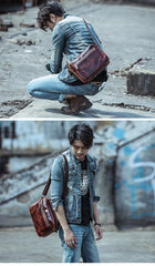 Casual Black Leather Mens Small Courier Bags Messenger Bag Brown Postman Bags For Men