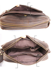 Casual Black Leather Mens Small Courier Bags Messenger Bag Brown Postman Bags For Men