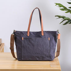 Gray canvas crossbody tote for men