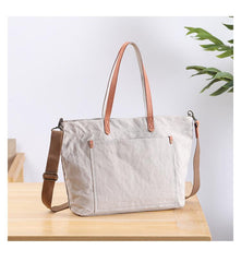White canvas tote crossbody bag