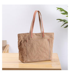 Khaki canvas crossbody tote bag