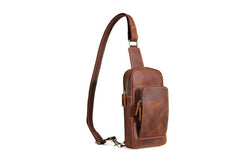 Casual Leather One Shoulder Backpack Chest Bag Sling Bag Sling Crossbody Bag For Men