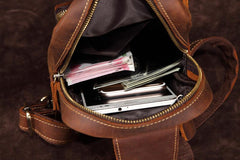 Casual Leather One Shoulder Backpack Chest Bag Sling Bag Sling Crossbody Bag For Men