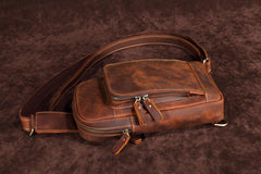 Casual Leather One Shoulder Backpack Chest Bag Sling Bag Sling Crossbody Bag For Men