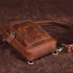 Casual Leather One Shoulder Backpack Chest Bag Sling Bag Sling Crossbody Bag For Men