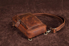 Casual Leather One Shoulder Backpack Chest Bag Sling Bag Sling Crossbody Bag For Men