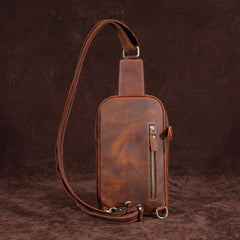 Casual Leather One Shoulder Backpack Chest Bag Sling Bag Sling Crossbody Bag For Men