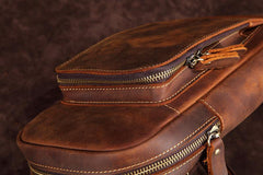 Casual Leather One Shoulder Backpack Chest Bag Sling Bag Sling Crossbody Bag For Men