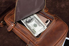 Casual Leather One Shoulder Backpack Chest Bag Sling Bag Sling Crossbody Bag For Men