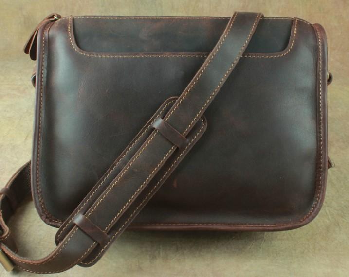 Casual Leather Brown Mens Vintage 10inch Side Bag Messenger Bag Should