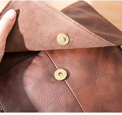 Casual Leather Mens 8 inches Vertical Side Bag Brown Messenger Bags Postman Bag for Men