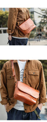 Casual Small Leather Mens Black Side Bag Brown Postman Bag Messenger Bag For Men