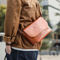 Casual Small Leather Mens Black Side Bag Brown Postman Bag Messenger Bag For Men