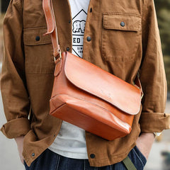 Casual Small Leather Mens Black Side Bag Brown Postman Bag Messenger Bag For Men