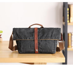 Waxed Canvas Mens Side Bag 13‘’ Khaki Courier Bag Messenger Bag for Men