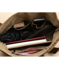 Waxed Canvas Mens Side Bag 13‘’ Khaki Courier Bag Messenger Bag for Men