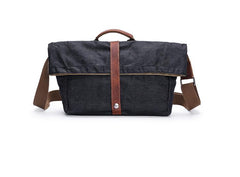 Waxed Canvas Mens Side Bag 13‘’ Khaki Courier Bag Messenger Bag for Men