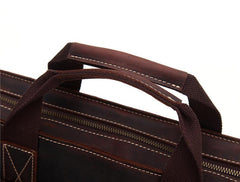 Vintage Mens Leather 14inch Laptop Briefcase Handbag Work Bag Business Bag Shoulder Bag For Men