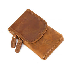 Casual  Brown Leather Cell Phone HOLSTER Belt Pouch for Men Waist Bags BELT BAG For Men