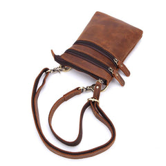 Vintage Leather Men's Waist Belt Pouch Cell Phone Holster Brown Mini Side Bag For Men