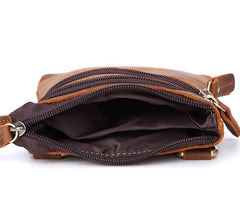 Vintage Leather Men's Waist Belt Pouch Cell Phone Holster Brown Mini Side Bag For Men