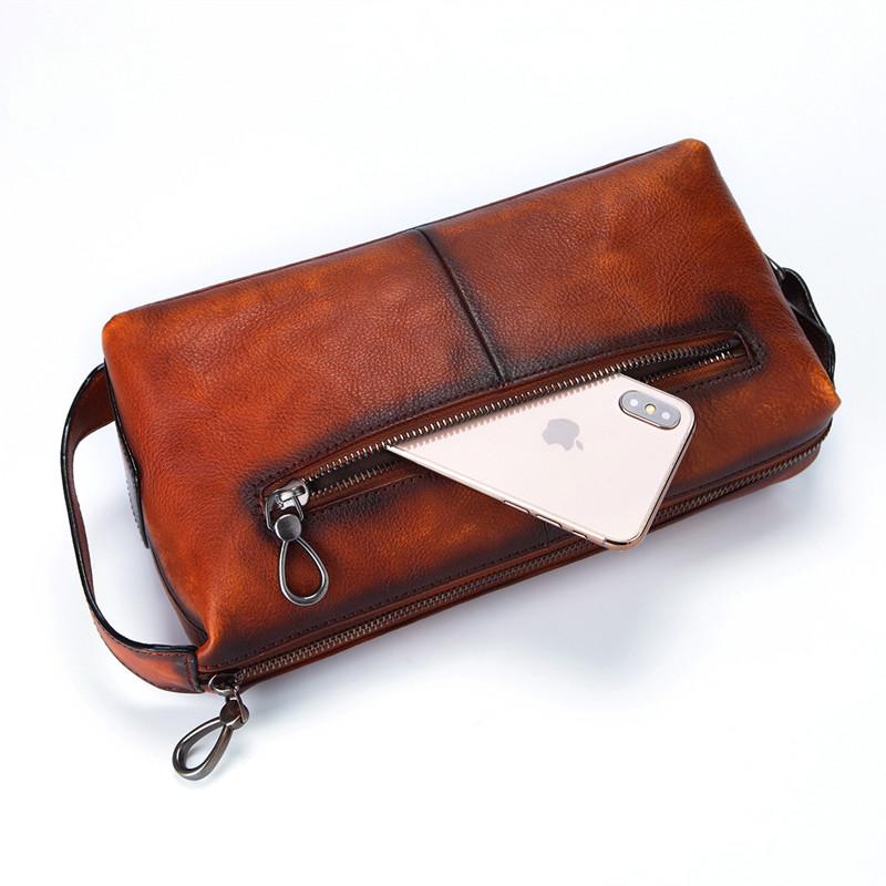 Leather clutch wristlet top