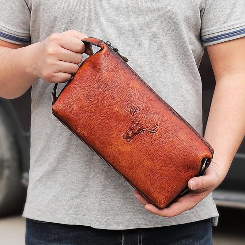 Cool Brown Black Leather Men s Clutch Bag Clutch Purse Business Handba