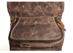 Casual Men's Waxed Canvas Brown School Travel Backpack Laptop Backpack For Men