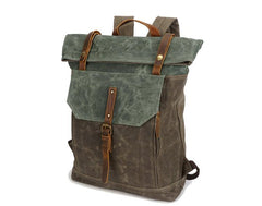 Casual Waxed Canvas Green Men's Travel School Backpack Laptop Backpack For Men