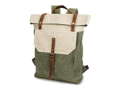 Casual Waxed Canvas Green Men's Travel School Backpack Laptop Backpack For Men