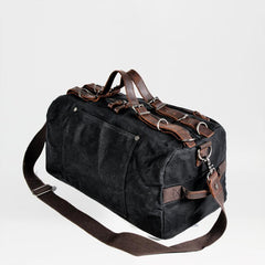 Casual Waxed Canvas Leather Mens Military Style Travel Weekender Bag Duffle Bag for Men