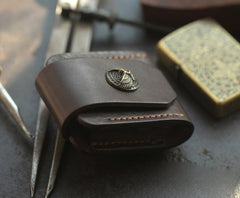 Handmade Leather Mens Standard Zippo Lighter Case With Belt Loop Zippo Cool Standard Lighter Holders For Men