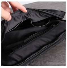 Classic Black Nylon Briefcase Mens Black Nylon 13'' Laptop Briefcase Handbag Purse for Men