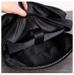 Classic Black Nylon Briefcase Mens Black Nylon 13'' Laptop Briefcase Handbag Purse for Men