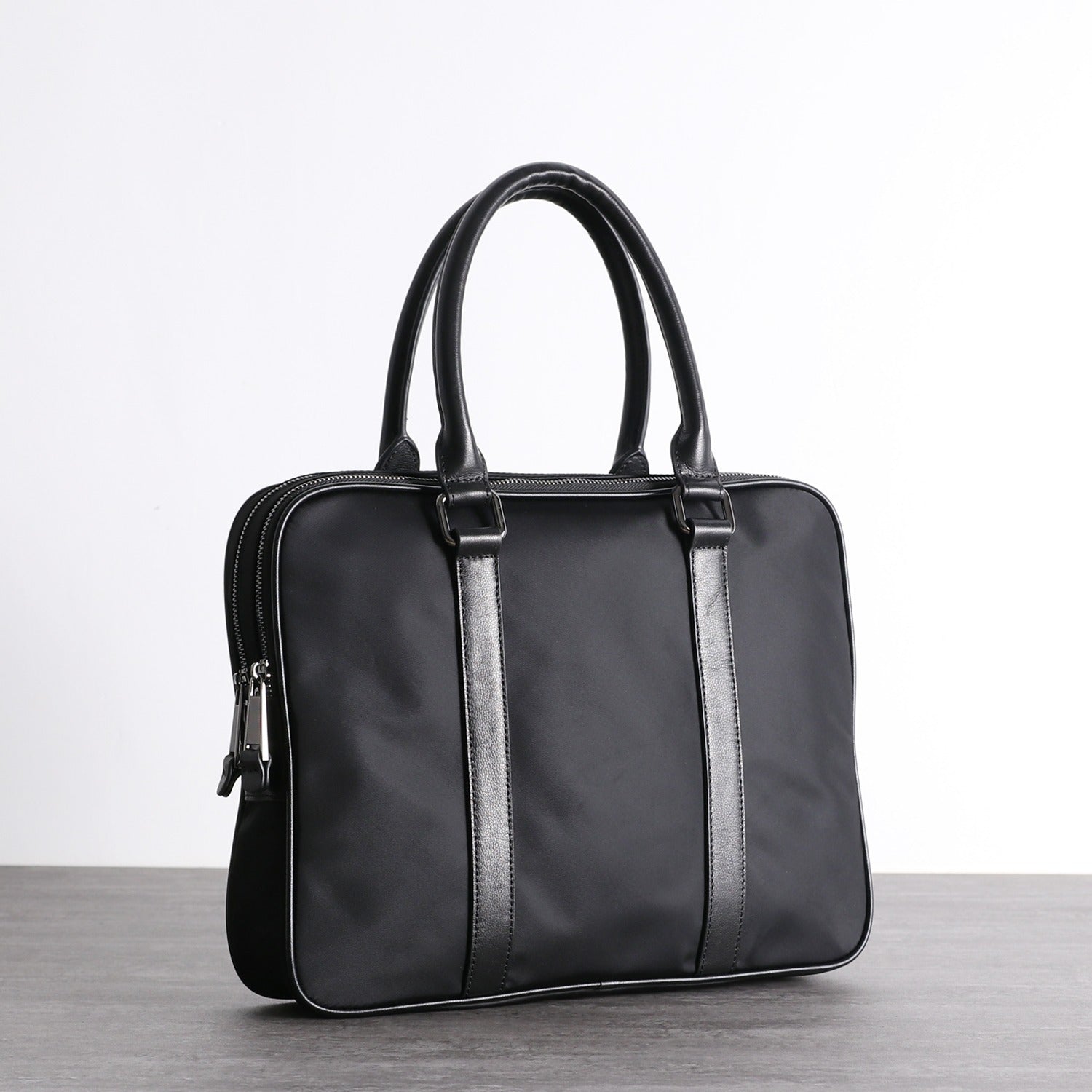 Classic Black Nylon Briefcase Mens Black Nylon 13'' Laptop Briefcase Handbag Purse for Men