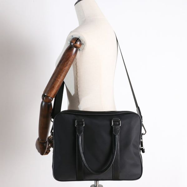 Classic Black Nylon Briefcase Mens Black Nylon 13'' Laptop Briefcase Handbag Pur NB02781150