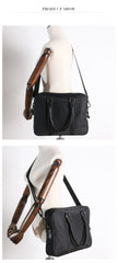 Classic Black Nylon Briefcase Mens Black Nylon 13'' Laptop Briefcase Handbag Purse for Men