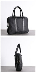 Classic Black Nylon Briefcase Mens Black Nylon 13'' Laptop Briefcase Handbag Purse for Men