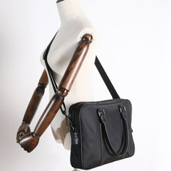 Classic Black Nylon Briefcase Mens Black Nylon 13'' Laptop Briefcase Handbag Purse for Men
