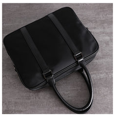 Classic Black Nylon Briefcase Mens Black Nylon 13'' Laptop Briefcase Handbag Purse for Men