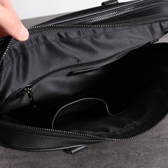 Classic Black Nylon Briefcase Mens Black Nylon 13'' Laptop Briefcase Handbag Purse for Men