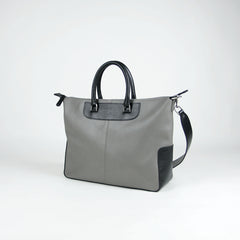 Classic Large Womens Gray Leather Work Handbag Purse Leather Shoulder Purse Bag for Ladies