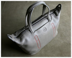 Classic Womens Gray Leather Shoulder Handbag Womens Fashion Work Gray Handbag Purse Crossbody Purse for Ladies