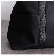 Classic Womens Nylon Leather Handbags Briefcase Mens Black Nylon Laptop Shoulder Purse for Ladies