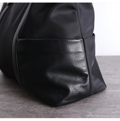 Classic Womens Nylon Leather Handbags Briefcase Mens Black Nylon Laptop Shoulder Purse for Ladies