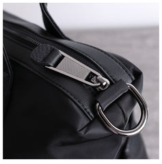 Classic Womens Nylon Leather Handbags Briefcase Mens Black Nylon Laptop Shoulder Purse for Ladies