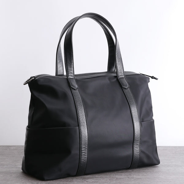Classic Womens Nylon Leather Handbags Briefcase Mens - Back View