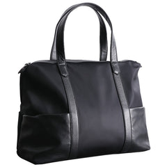 Classic Womens Nylon Leather Handbags Briefcase Mens Black Nylon Laptop Shoulder Purse for Ladies