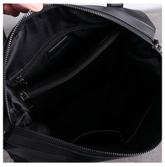 Classic Womens Nylon Leather Handbags Briefcase Mens Black Nylon Laptop Shoulder Purse for Ladies